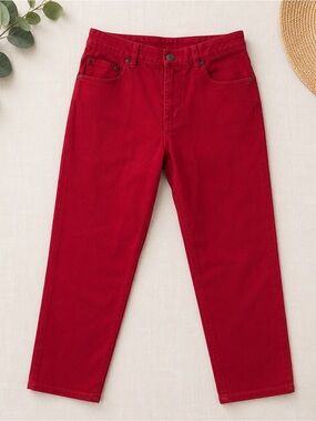 Lauren Ralph Lauren Red Denim Jeans Size 10 Straight Leg Classic Preppy